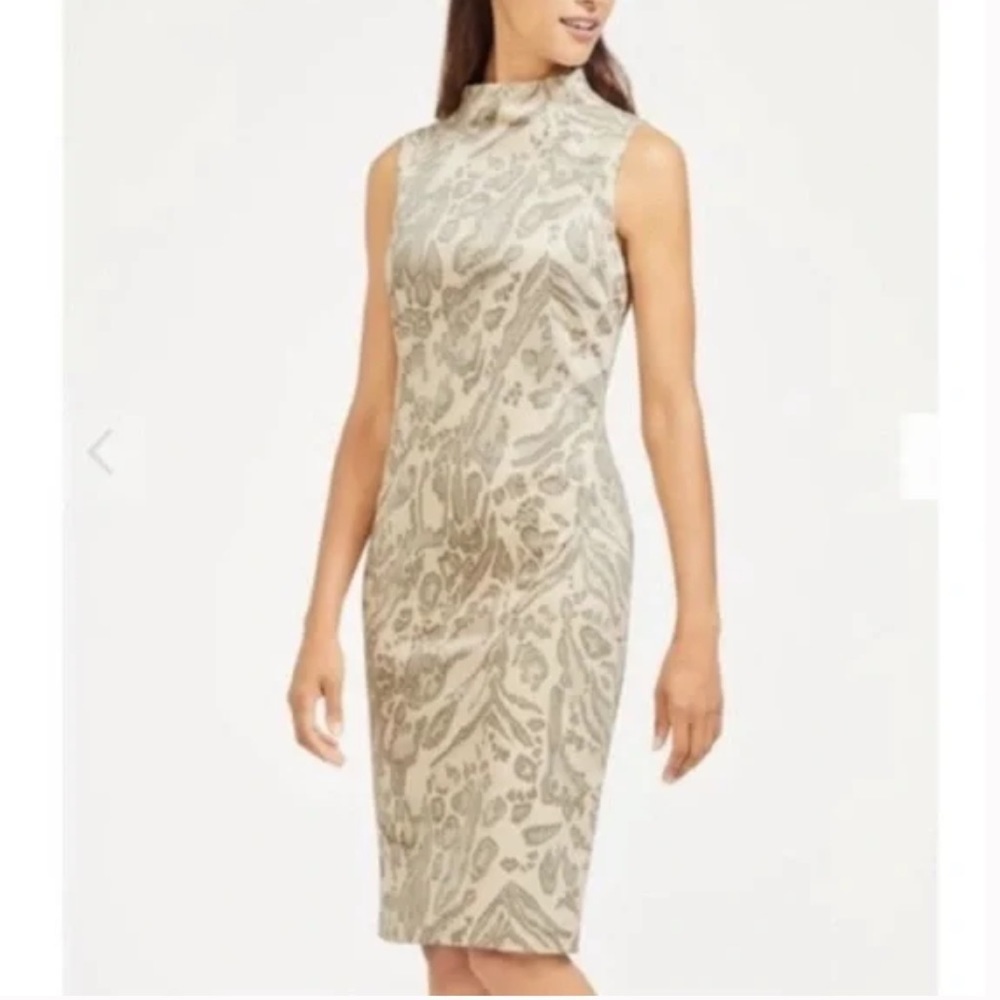 J. McLaughlin Liz Suede Jaguar Print Sheath Dress large nwot